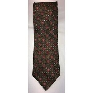 NOS Brown Gold with Red Flower Pattern Polyester Neck Tie 56" Length‎